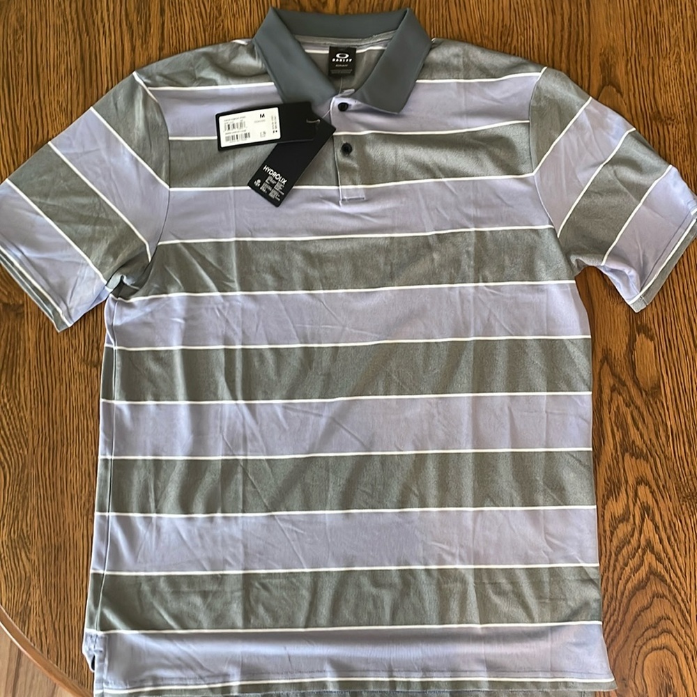 Oakley Gray Striped Men's Polo Shirt
 New with tag